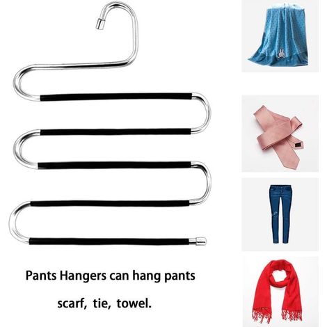 Cintre Pantalon - Cintre 5 Niveaux en Acier Inoxydable - Antidérapant pour Jeans Pantalons Écharpes Serviettes - Lot de 5 (1/5)