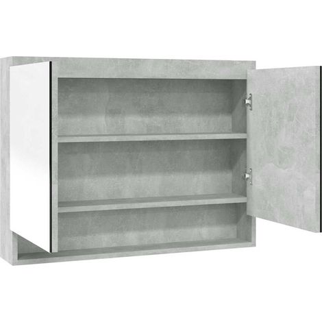 vidaXL Armario de baño con espejo MDF gris hormigón 80x15x60 cm (1/2)