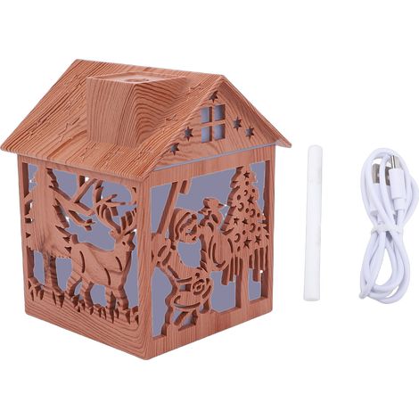 Air Diffuser Humidifier Colorful Ultrasonic Quiet USB Home Decor Xmas Pattern for Bedroom Office Yoga Light Wood Grain