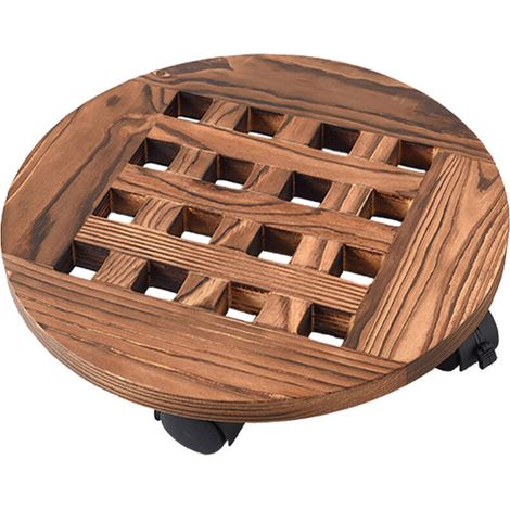 Plante mobile patio jardin dolly chariot bois 4 roues pivotantes supports fleurs stable indoor outdoor chariot maniable système de roues plastique (25cm / 30cm / 35cm) couleur naturel 1 chariot (1/4)