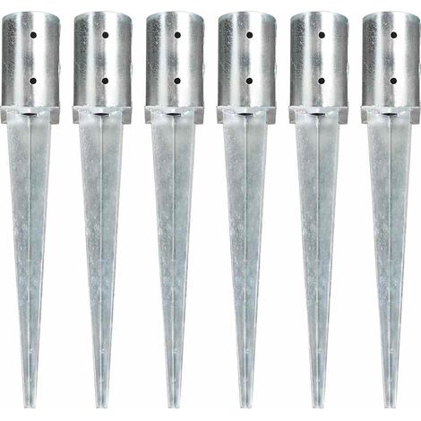 vidaXL Picas de tierra 6 unidades acero galvanizado plateado 8x61 cm (1/4)