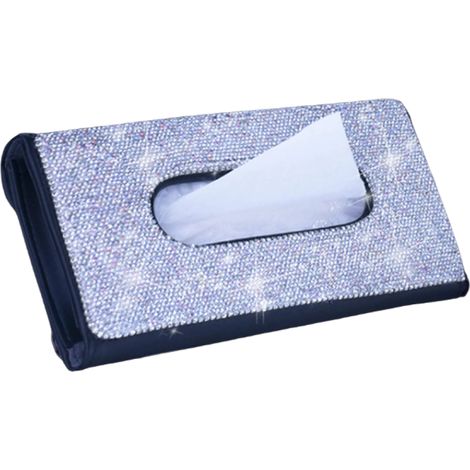 1 Porte-mouchoirs, design diamant strass, cuir PU, fixation clips, universel voiture camion bateau (1/5)