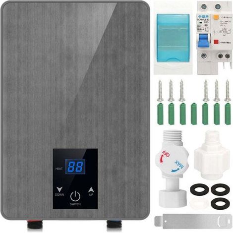 5.5kW 220V Instant Electric Water Heater with LED Display for Kitchen and Bathroom, Rapid Heating