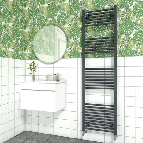 Bathroom Straight Heated Towel Rail Radiator Ladder Warmer Heating Anthracite 1800x500mm