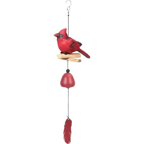 Guirlande Éolienne Oiseaux - 5 Cloches Métalliques - 3 Figurines Oiseaux Résine - Extérieur Jardin Camping - 55 cm (1/5)