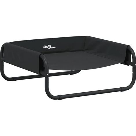 Le lit surélevé pour chien est fabriqué en tissu Oxford gris anthracite et en acier.