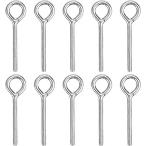 10 Pièces Anneau de Levage Boulon à œillet M6,Boulon à œil en Acier Inoxydable 304,Anneaux Filetage Vis Tige Longue,74mm Boulons àœil Filetage Mâle,Vis à œillet Antirouille,pour Fixation et Suspension