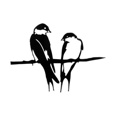 BUNTHAUS Vogelsilhouette, 2 Vögel auf Ast, Metallkunst, Gartendekoration, Schwarz (1/5)