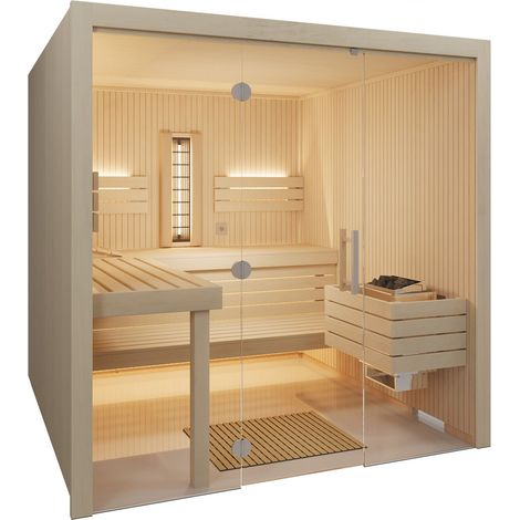 Infraworld Gracil Complete Multifunktionssauna mit Infrarotstrahler in Espe 210x210x210cm (1/5)