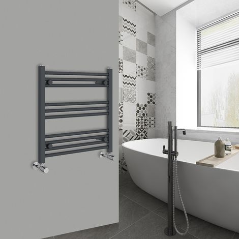 WarmeHaus Straight Anthracite Bathroom Ladder Radiator 600x600mm (1/5)