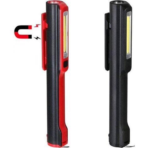 Lampe de travail LED, 2 lampes torches COB 3W rechargeables USB avec clip magnétique, 400 lumens, 5 modes, 2 en 1 (1/5)