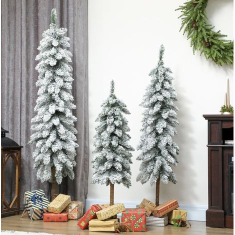Set de 3 árboles de Navidad artificiales nevados 90/120/150 cm, verde y blanco, con bases metálicas (1/5)
