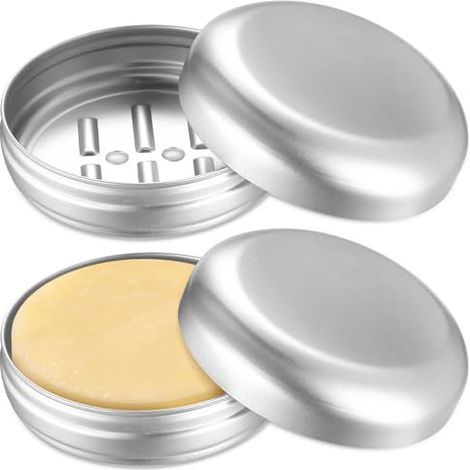 2 Pcs Boite a Savon Voyage, 100 ML Boite à Savon en Aluminium, Boîtes à Savons, Boites Savosn Solide en Métal Etanche avec égouttage (1/4)