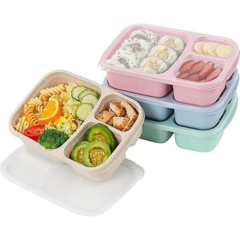Boîte à lunch à quatre compartiments, boîte à lunch à trois compartiments, boîte à lunch pour enfants, contenant alimentaire réutilisable (1/5)