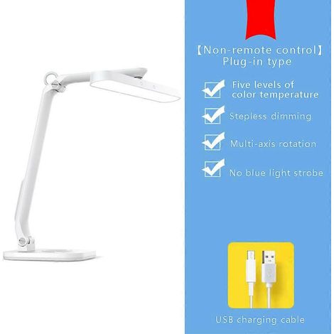 Lampe de bureau LED rechargeable USB, petite table, télécommande, veilleuse pour la lecture et les études - à brancher (1/4)