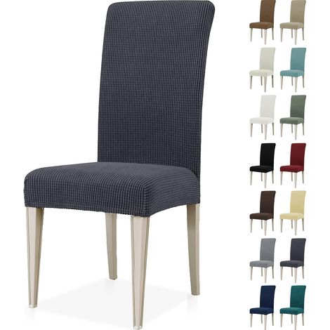 Housse de Chaise 6 Pièces, Extensible Housse Chaise Salle à Manger, Universel Housse pour Chaise, Housses de Chaises Lavable, Moderne Couvre Chaise Protege Chaise Decoration, Gris (1/5)