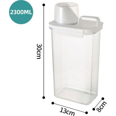 Distributeur De Lessive - Contenant Pour Poudre À Laver 2300 ml - Étanche Avec Entonnoir Et Cuillère-Mesure Intégrée (1/5)