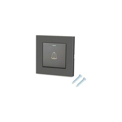 Pulsante per campanello esterno nero e impermeabile 220–250V, interruttore in vetro con viti, facile installazione, per uso domestico o alberghiero, per esterni (1/5)