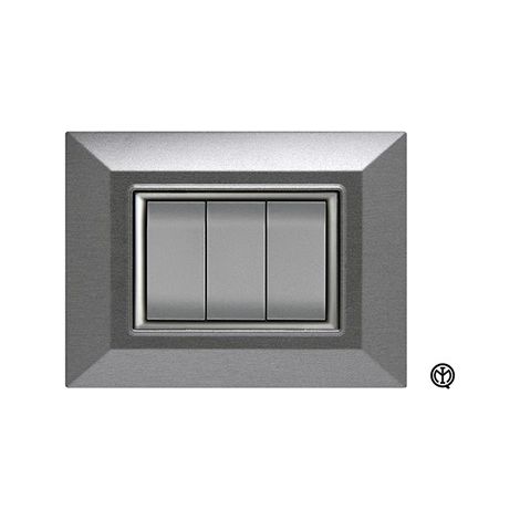 Placca 3m acciaio spazzolato Vimar Eikon Compatibile metallo