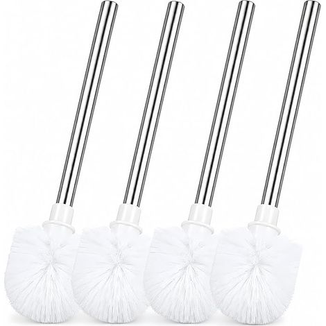 Brosse WC Blanche Manche Acier Inoxydable Balai de Toilette Salle de Bain Ensemble de Brosses Nettoyage Accessoires de Bain (1/5)