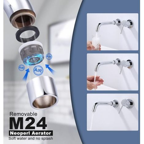 Miscelatore per lavabo a parete cromato 360° – Rubinetto girevole per lavabo e vasca da bagno, design moderno e installazione a incasso