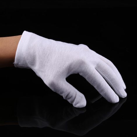 12 Paires de Gants de Travail en Coton Blanc pour Protection en Bijouterie et Inspection de Pièces (1/5)