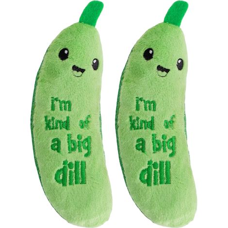 Crunchy Pickle Kicker Cat Toy – Plush Crinkle Toy with Catnip and Dental Mesh, 6.5" (Pack of 2)