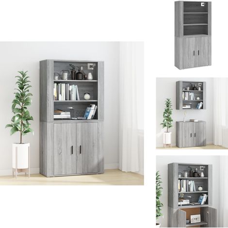 Buffet haut Sonoma gris Bois d'ingénierie - Buffet Design Moderne - Buffet En Bois - Buffet Rangements - Buffet Salon - Buffet Cuisine (1/5)