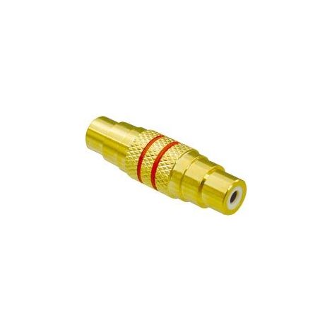 Cinchadapter (Doppelkupplung), vergoldet, rote Kennung.
