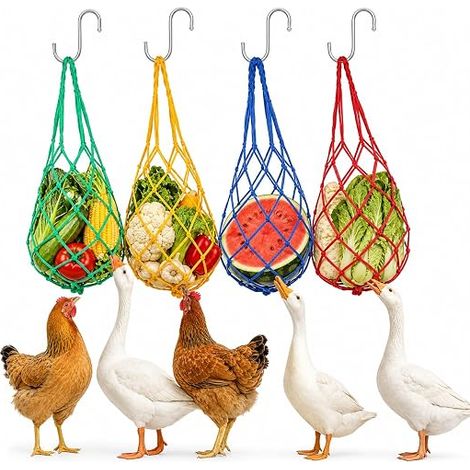 filet d'alimentation pour poules avec crochets, jouets d'occupation, mangeoire pour poulailler, canards, oies, oiseaux (1/5)