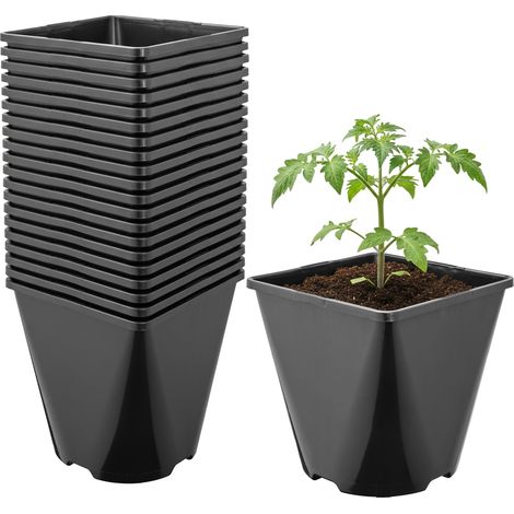 Garronda Pot de Fleur Carré Arrondi Plastique 14 × H 14 cm (2L) Lot 20 Godets Semis Pots de Pépinière Drainage Résistants Intempéries pour Culture Plantes Jardin Serre Intérieur Extérieur GD-0200 (1/4)