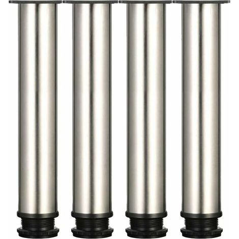 Pieds de meuble réglables en acier inoxydable brossé - Hauteur 300 mm, hauteur réglable de 0 à 15 mm (1/5)