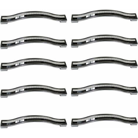 Lot de 10 poignées de tiroir en alliage strass cristal pour commode armoire de cuisine placard, noir et blanc, 128MM-10PCS (1/4)