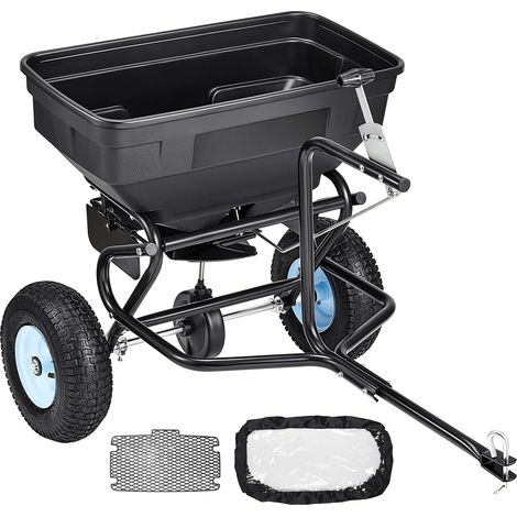Épandeur Engrais Tracté Capacité 59 kg Épandeur à Semence à Remorquer Largeur Épandage 0-3 m Semoir à Pousser pour Graines, Sel Déneigement, Semer Jardinage, Pelouse, Gazon, avec Roues 33 cm (1/5)