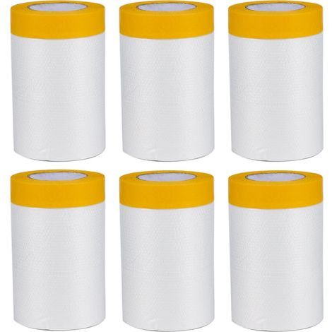 6 Rolls of Paint Masking Paper, Masking Film with Adhesive Tape 55cm x 20m PE Masking Tape Car Paint Masking Film for Furniture Protection (1/5)