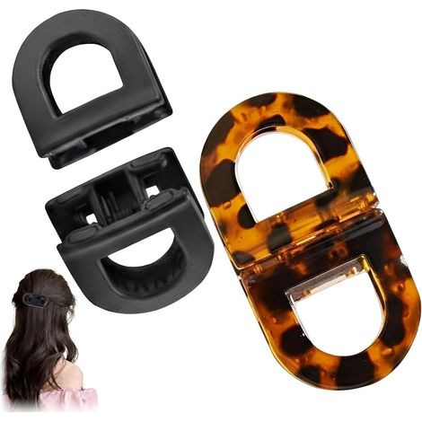2 Pièces Pinces Klip Cheveux Aimantées – Anti-Glissement, Maintien Puissant – Pour Coiffures Faciles– 2 en 1 – Gris Tigré et Noir – Convient à Tous Cheveux (1/5)