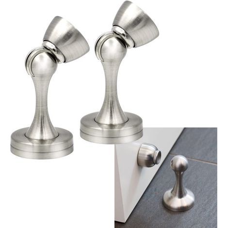 2-Pack - Magnetic Door Stoppers - Wall-Mounted - Solid Metal Magnetic Door Stoppers - Suitable for Home and Office - Silver - Stainless Steel Door Stoppers (1/5)