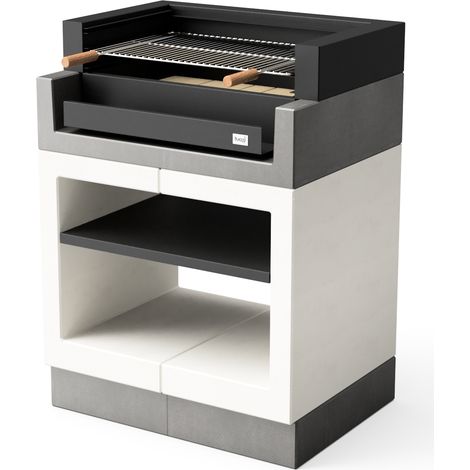 TUOZI - Barbacoa de Obra para Leña y Carbón Modelo KITAWAY GRILL (Gris/Blanco - 84 x 63 x 115 cm) REF: T00161 - Uso en Exteriores (1/3)