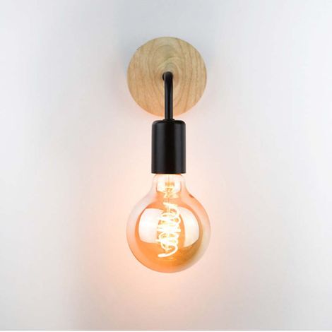 Nordic Style Wooden Wall Lamps for Home Decor, Retro Bedside Wall Sconce, E27, AC85-265VY006 (1/4)