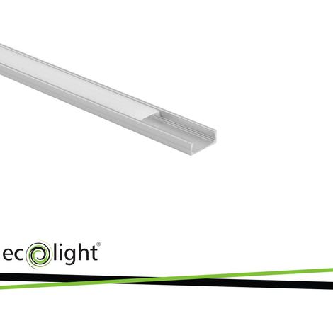 PROFILO N02 ANODIZZATO DA SUPERFICIE + PARALUME OPALINO 2MT (1/3)