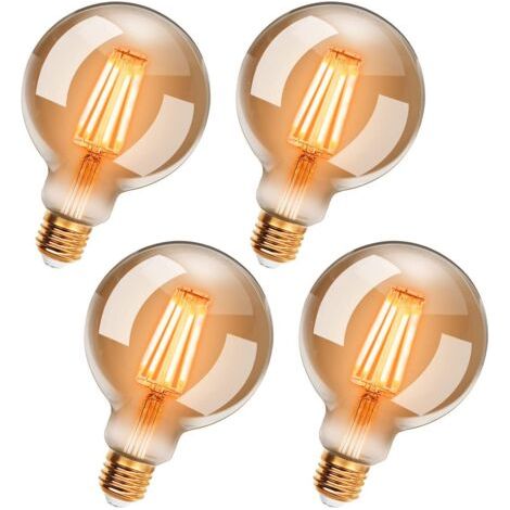 Lot de 4 Ampoules LED Edison Vintage G95 E27, 6W, Blanc Chaud 2200K, Ampoule Rétro à Filament, Equivalent à Ampoule Incandescente 54W, Non-Dimmable (1/5)