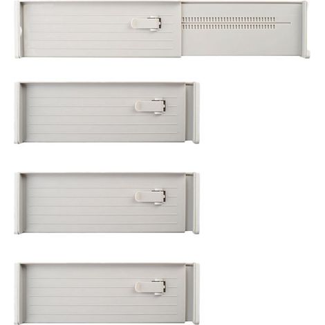 Lot de 4 - Organisateur de tiroir - Séparateur de tiroir - Séparateur de tiroir réglable - Plateaux de tiroir - Séparateurs de tiroir - Séparateur de tiroir extensible - Pour vêtements, cuisine, salle (1/5)