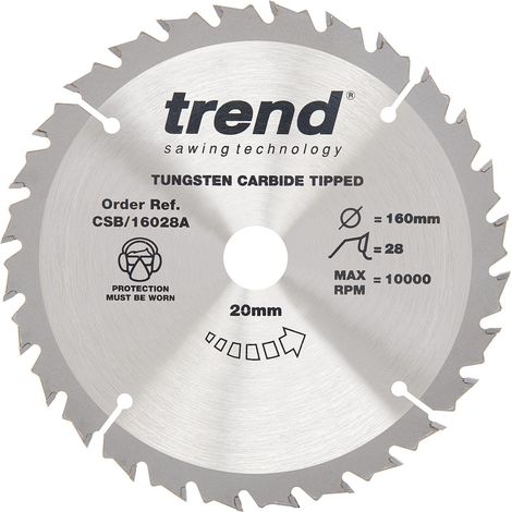 Lame de Scie Circulaire en Bois, Diamètre 160 mm, Alésage 20 mm, 32 Dents, Trait de Coupe 1,8 mm, Angle d'Attaque +5°, TCT, Finition Moyenne, CSB/16032 (1/5)