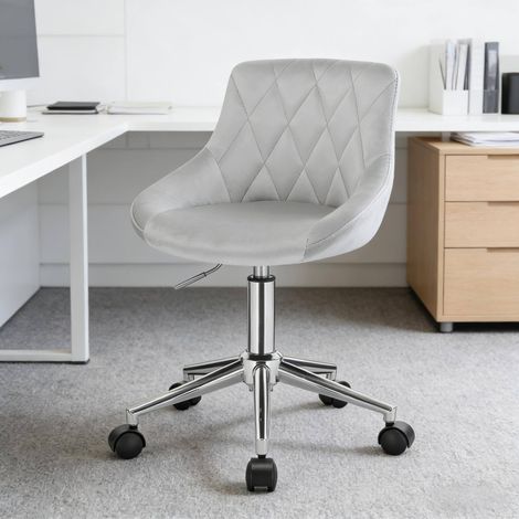 Silla de oficina giratoria con ruedas, regulable en altura, gris claro OKMYHOME (1/4)
