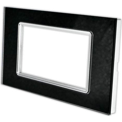 Placchetta per interruttore in vetro a 4 posti nero cassetta 504 compatibile con bticino living light supporto cover (1/3)