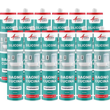 Silicone per doccia, vasca da bagno, lavabo - ARCASEALANT 45 - 300 ml x 12 Trasparente - ARCANE INDUSTRIES (1/5)