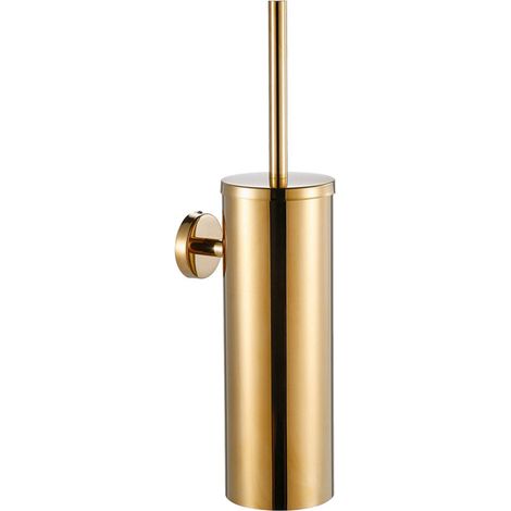 Cepillo de inodoro mural con soporte, limpieza - Dorado