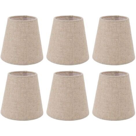 6 pièces petit abat-jour Clip sur tambour abat-jour en tissu de lin pour bougies ampoules accessoires d'éclairage (1/5)