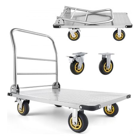 Plattformwagen Klappbar 907 kg, Transportwagen mit Lenkrolle, Handwagen mit Rutschfester Ladefläche, Klappwagen Transporthilfe für Einfache Aufbewahrung, 900x600 mm Rollwagen (1/5)