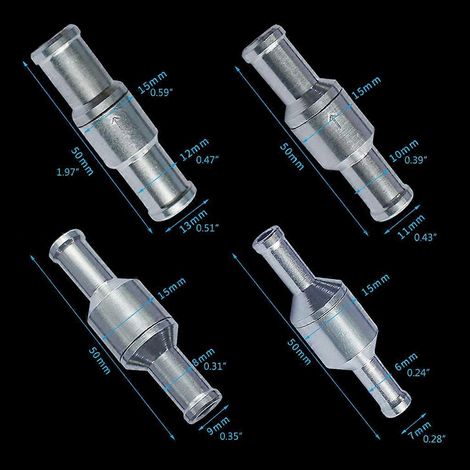 Clapet anti-retour en ligne 6/8/10/12 mm pour carburant, diesel, essence, liquide, unidirectionnel, alliage d'aluminium - M8 (1/4)